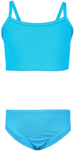 Aquarti Mädchen Bikini Set Bustier Bikinislip Zweiteiliger Badeanzug, Farbe: 038 Jacquard Punkte Türkis, Größe: 152