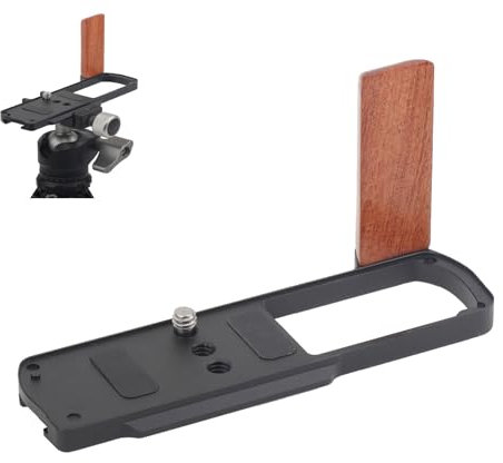 SZZCNOX S9 Support en forme de L en métal pour appareil photo Panasonic LUMIX S9, poignée en bois avec plaque à dégagement rapide de type Arca, pas de blocage des interfaces jack et compartiment pour