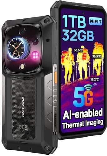 Ulefone Armor 28 Ultra Téléphone Protable Incassable 5G Double Écran AI Smartphone 32Go+1 to, Dimensity 9300+, Imagerie Thermique, 10600mAh/120W, AMOLED 6.67” FHD+, 50MP+64MP Vision Nocturne, WiFi 7