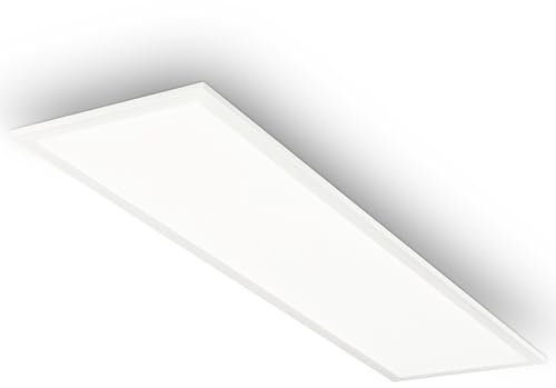 BRILONER - Panneau LED avec lumière blanc neutre, IP44 protection contre les éclaboussures, dalle led, panneau plafond, plafonnier, lustre salon, lustre cuisine, 100x25x6 cm, blanc