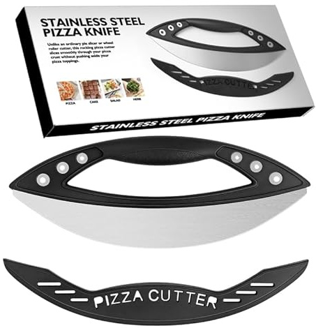 Qiblaou Rotella Tagliapizza Acciaio Inossidabile Accessori Cucina con Coperchio Protettivo Taglia Pizza Divertenti Adatto a Tutti l Tipi di Tacos Focacce Brownies in Lavastoviglie