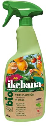 IKEBANA Triple Acción BIO con Extracto de Ortiga – Insecticida, Fungicida y Acaricida – Elimina Insectos, Hongos y Ácaros – Aumenta las Defensas y Estimula el Crecimiento – Plantas Interior y Exterior