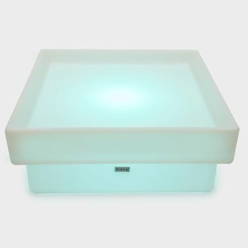 tickit Discovery Glow Square Table – Farbwechselnder sensorischer Tisch mit erhöhtem Rand für unordentliches Spielen, LED-Licht mit Fernbedienung und Verwendung im Innen- oder Außenbereich