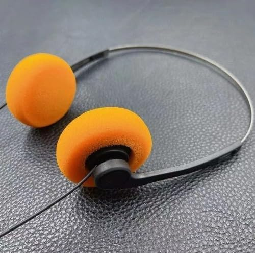 Ssmmam Retro Headphones Wired, Retro Over-Ear Earphones, Mini Stereo Lightweight Headphones with Cord, 80s 90s Vintage Headset Wired, Headphone for Most Mobile Phones Playback (Orange)