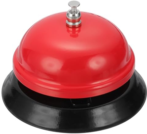 QUARKZMAN Timbre De Servicio De Mesa 3.35 Pulgadas Timbre De Metal Rojo | Para Restaurantes Hoteles Recepción Y Eventos De Boda