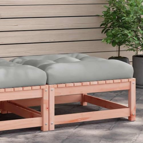 Ziaphsol Gartenhocker mit Kissen Massivholz Douglasie, 70x70x30 cm, Grau, Robuster Outdoor-Hocker für Terrasse, Garten, Balkon, vielseitige Gartenmöbel