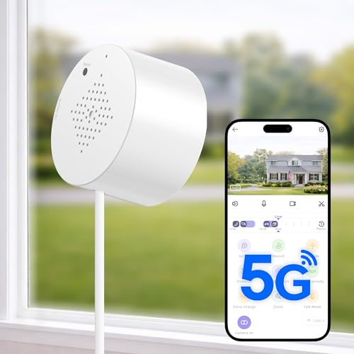 Septekon 2K Window Security Camera, Dual-Band 2.4GHz & 5GHz WiFi, No-Drill Mount, Indoor Camera for Outdoor Monitoring, Color Night Vision, AI Motion Detection, White