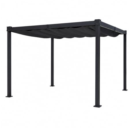 Viron Pergola Da Giardino 3x4 Metri In Alluminio Antracite Opaco Con Telo Scorrevole