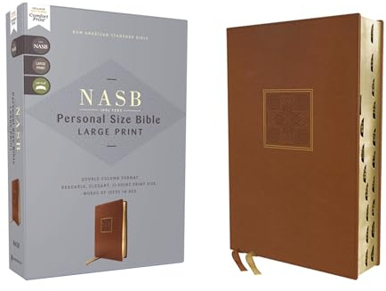NASB, Personal Size Bible, Large Print, Leathersoft, Brown, Red Letter, 1995 Text, Thumb Indexed, Comfort Print