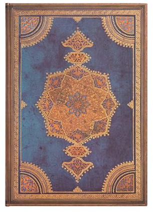 Safavid Indigo (Safavid Binding Art) Grande Unlined Hardcover Journal: Hardcover, 120 gsm, ribbon marker, memento pouch, wrap closure