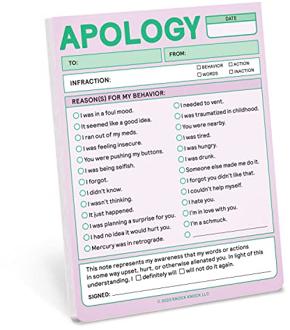 Knock Knock Apology Nifty Note (Pastel Version)