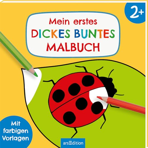 Mein erstes dickes buntes Malbuch ab 2: Mit farbigen Vorlagen | Erstes Ausmalen mit einfachen Motiven (Malbuch ab 2 Jahren)