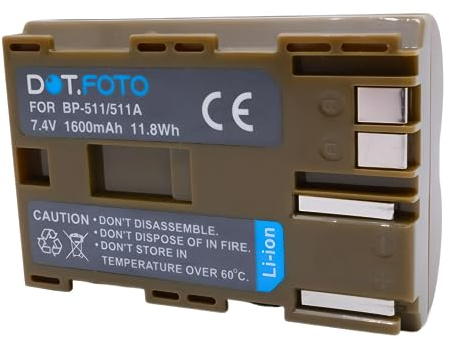 Dot.Foto BP-508, BP-511, BP-511A, BP-512, BP-514 Premium 7.4v / 1600mAh Akku für Canon EOS 5D 10D 20D 20Da 30D 40D 50D 300D PowerShot G1 G2 G3 G5 G6 Pro 1 Pro 90 Pro 90IS