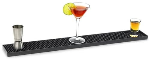 bar@drinkstuff Rubber Bar Mats 24 inch (Pack of 12) – Flexible Black Thermoplastic Rubber Mats with Deep Prongs for Spills & Drips, Protects Bar Tops, Easy to Clean, Bulk Bar Accessory