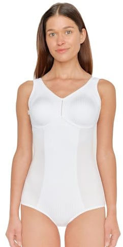 SUSA Damen Body ohne Bügel I Cremona 6532 I Komfort-Body mit gemoldeten Cups & Entlastungsträgern I Figurschmeichelnde Shapewear mit Halt I Verstellbare Träger & Hakenverschluss I Weiß, 80C