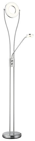 RL LIVE YOUR LIGHT Reality Leuchten LED Stehleuchte Rennes R424212107, inkl. 18 Watt + 4 Watt LED, Dimmer R42412107 Fluter Nickel Matt
