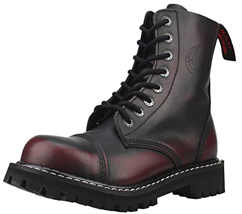 Angry Itch - 08-Loch Stiefel - Burgundy Rub-Off Leder - Größe 36