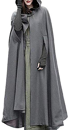 JLTPH Damen Herbst Winter Maxi Lose Umhang mit Kapuze Mantel Poncho Kap Strickpulli Longstrickjacke Trenchcoat Outwear