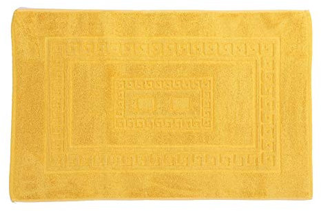 HomeLife - Tappeto Bagno Rettangolare in Cotone, Alta qualità Made in Italy - Scendi Doccia Colorato Lavabile in Lavatrice - Stile Classico ed Elegante [Giallo - 60X120]