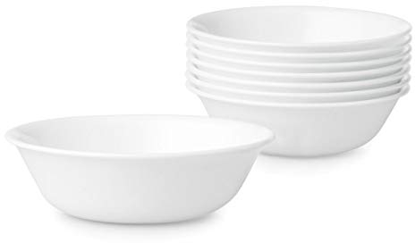 CORELLE Pyrex Shatterproof Bowl Set, 8 Pieces, Winter Frost White