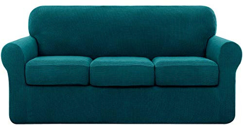 subrtex Copridivano 3 Posti con 3 Copricuscini, Copridivano Elasticizzato Tre Posti a Prova di Graffio Lavabile (3 Posti, Blu Verde)