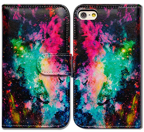 Bcov Case for iPhone SE 3rd Gen, Flip Phone Case Wallet Cover with Kickstand, Colorful Universe Sky Leather Case for iPhone SE 2020/iPhone 8/iPhone 7