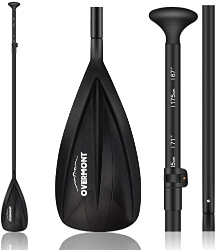 OVERMONT 3 Piezas Remos Telescópico 162-215cm Aluminio Ajustable Desmontable con Asa Canotaje Remo Paddle para Sup Kayak Piragua Canoa Barco Tablas de Surf, Botes, Botes Inflables
