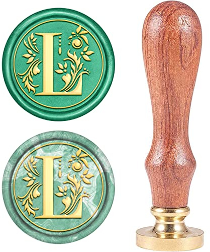 craspire Retro Alphabet Initialen Wachs Versiegelungsstempel Classic Vintage 26 Buchstaben AZ 25mm Abnehmbarer Messingkopf Holzgriff Für Umschlag Einladung VerschönerungDekoration (Buchstabe L)