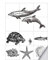 Black and White Pencil Drawing PVC Waterproof Dolphin Wall Sticker Tile Decal Bathroom Kitchen Decoration Sticker Self-Adhesive 1 Set