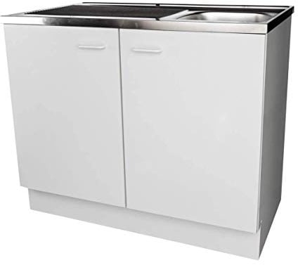 Küchenspülenschrank, Auflagespüle, 2 Türen, 850 x 1000 x 600 mm, weiß