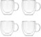 Marooma Glass Coffee Cups, 150ML Double Walled Insulated Thermo Glass Drinking Mugs, Heat Resistant Borosilicate Glasses Mugs with Handle for Coffee, Tea, Espresso, Beer - Set of 4