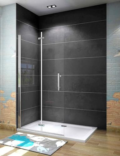 Aica Sanitär Walk-in Duschtür Nano ESG Glas Duschwand Duschabtrennung Dusche Faltbar drehbar