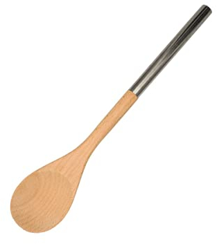 Fackelmann 30371 Löffel aus Buchenholz und Griff aus Edelstahl, Küchenlöffel, Eintopflöffel, Holz, Edelstahl, 34 x 6,5 cm