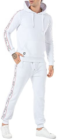 Redbridge Tuta da jogging da 2 pezzi, con cappuccio e pantaloni combinati Premium, bianco, L
