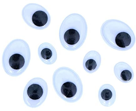 INNSPIRO Schwarze Wackelaugen, oval, sortiert, 64 Stück, ideal für Bastelarbeiten mit Kindern, Dekorationen und kreative Aktivitäten