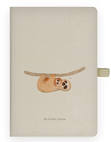 Mr. & Mrs. Panda DIN A4 Baumwoll Notizbuch Faultier Kind - Geschenk, Faultier Geschenk, Adressbuch, Faultier Deko, Eintragebuch, Schreibbuch,