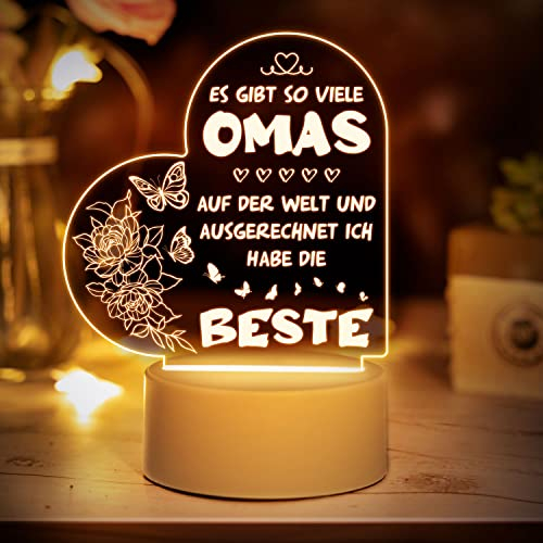 Buioata Oma Geschenke – Geschenke für Oma, Nachtlicht, berührende Worte, gravierte Oma Geburtstagsgeschenke von Enkelin und Enkelkindern, Weihnachtsgeschenke für Oma
