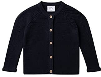 Stellou & friends Cardigan per bambini in cotone, con bottoni effetto legno e maniche raglan oblique, Blu scuro, 74/80 cm