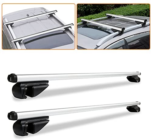 Lospitch Dachträger, 2-teiliger Kreuzschienen-Dachträger, 123cm Dachgepäckträger - für Fahrradträger Dachreling Relingträger Skiträger - für offene Dachreling/SUV