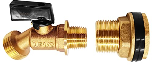 Joywayus Robinet à boisseau en laiton pour réservoir d'eau de 1,9 cm à 1,27 cm mâle fileté quart de tour et connecteur de réservoir d'eau fileté femelle de 1,27 cm vers mâle de 1,9 cm