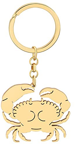 WEVENI Dauphin Porte-clés Baleine Anneaux Porte-clés MéDuse Charms Poissons Bijoux pour Femme Filles Mer Animaux Amoureux (Crabe Or)