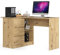 AKORD Eck-Schreibtisch B-16 mit 3 Schubladen und 2 Ablagen | Schreibtisch | ecktisch | Eck Schreibtisch für Home Office | Einfache Montage | B124 x H77 x T85, 48 kg Kunsthandwerkliche Eiche