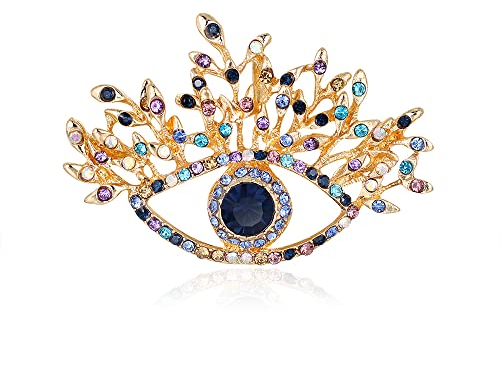 Broche En Cristal Mauvais Œil Plaqué Or Strass Zriconia Broche Bouquet De Mariage Pour Femmes Filles Accessoires Pour Vêtements Sacs Chapeau Cravate Noël