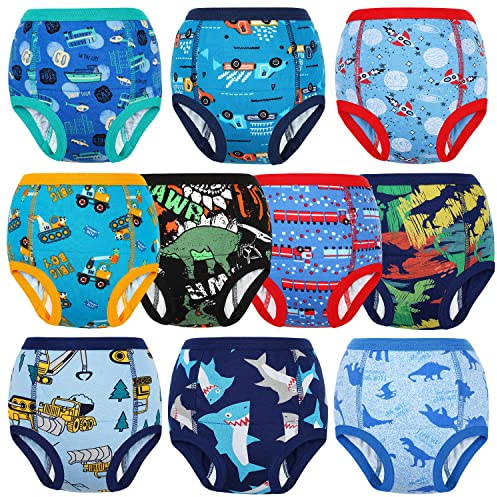 MooMoo Baby Potty Training Underwear 10 Packs Absorbent Toddler Training Pants for Boys and Girls Cotton 3T Blue
