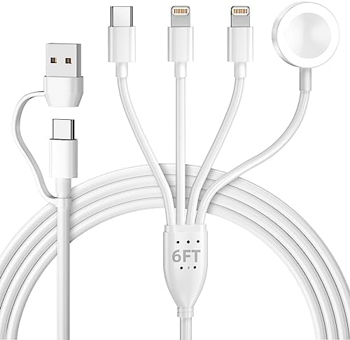 4-in-2-Apple-Watch-Ladekabel, USB-C-Watch-Ladekabel für Apple Watch/iPhone, magnetisches Watch-Ladekabel für iWatch-Serie SE/8/7/6/5/4/3/2 – Reise-Watch-Ladegerät für AirPods und iPad – 1,8 m
