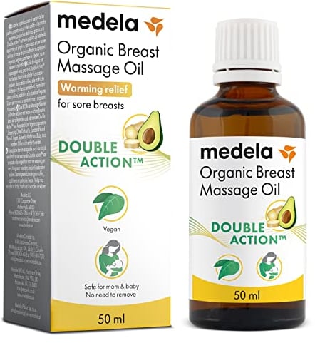 Medela Bio-Brustmassageöl für stillende Mütter | Linderung von Brustspannen und Völlegefühl | Natürliche Formel mit nährenden Inhaltsstoffen I Wärmende Linderung