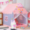 Kinderzelt für Drinnen mit Verdickten Krabbelmatte Kugellichtern und Wolkenornamenten,Spielzelt Kinder Indoor Rosa und Blaugrau,Kinderspielhaus in Form eines Hauses,Kinderzelt Spielhaus Kinder Indoor