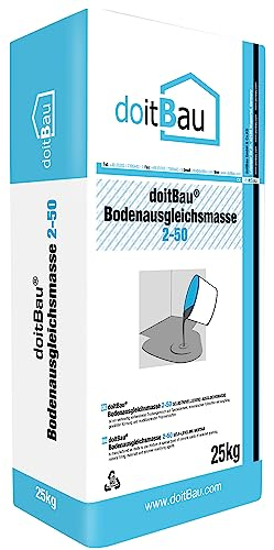 doitBau Nivelliermasse 2mm - 50mm – Selbstnivellierend| 25kg | Fußbodenheizung geeignet | Bodenausgleichsmasse für Teppich, PVC, Parkett, Bodenplatten, Fliesen & Granit | Hoch fließfähig