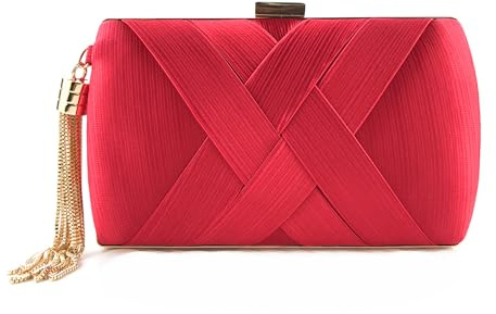 SUKUTU Pochette da Sera da Donna Borsa in Raso per Borse da Sera per Feste di Matrimonio con Borse da Cocktail con Ciondolo con Nappa