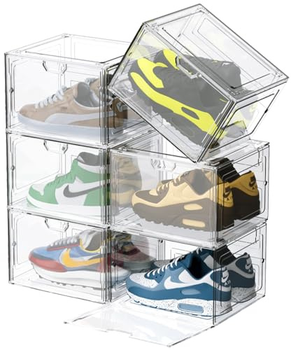 PANOONA Schuhboxen Organizer-Schuhkartons durchsichtig,Transparent Schuhaufbewahrung für Sneakers und Turnschuhe,Kunststoffbox mit durchsichtiger Tür,für Schuhe bis Größe 46 (33x27x21cm)